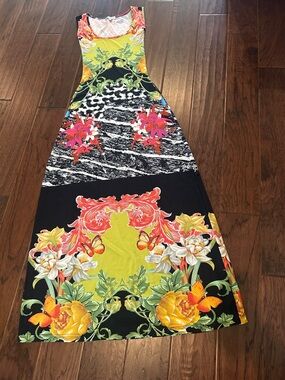 Queenspark Vibrant Floral Sleeveless Maxi Dress